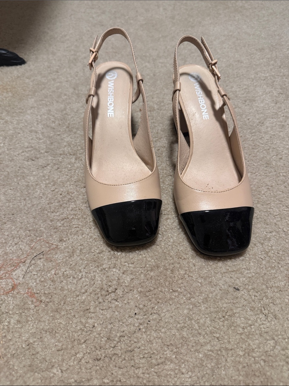 Wishbone Nude and Black Two-Tone Slingback Sandals